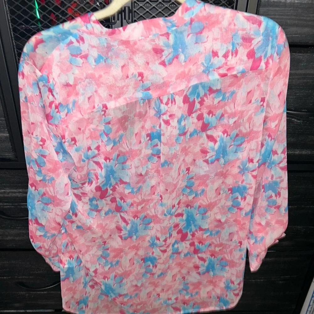 Kut From The Kloth Floral Long Sleeve Blouse Size M - Picture 7 of 7